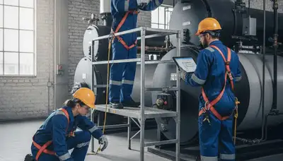 San Mateo, CA plumber repairing a boiler for fast home heating service