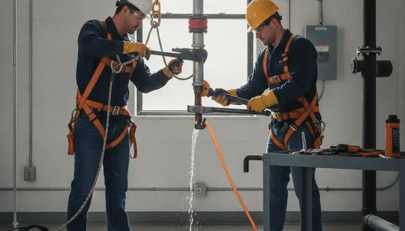 Emergency plumber repairing a pipe leak for San Mateo, CA homes