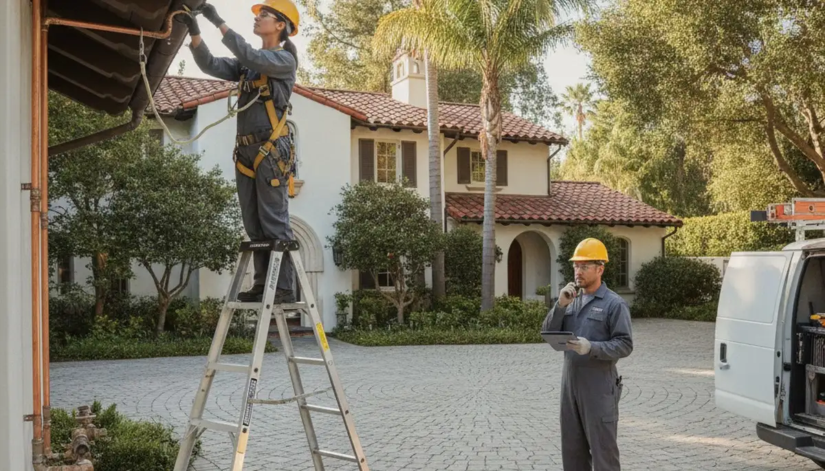 San Mateo, CA plumbing repair technician servicing a residential pipe leak
