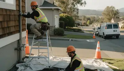 San Mateo, CA plumber repairing a residential pipe for local plumbing service