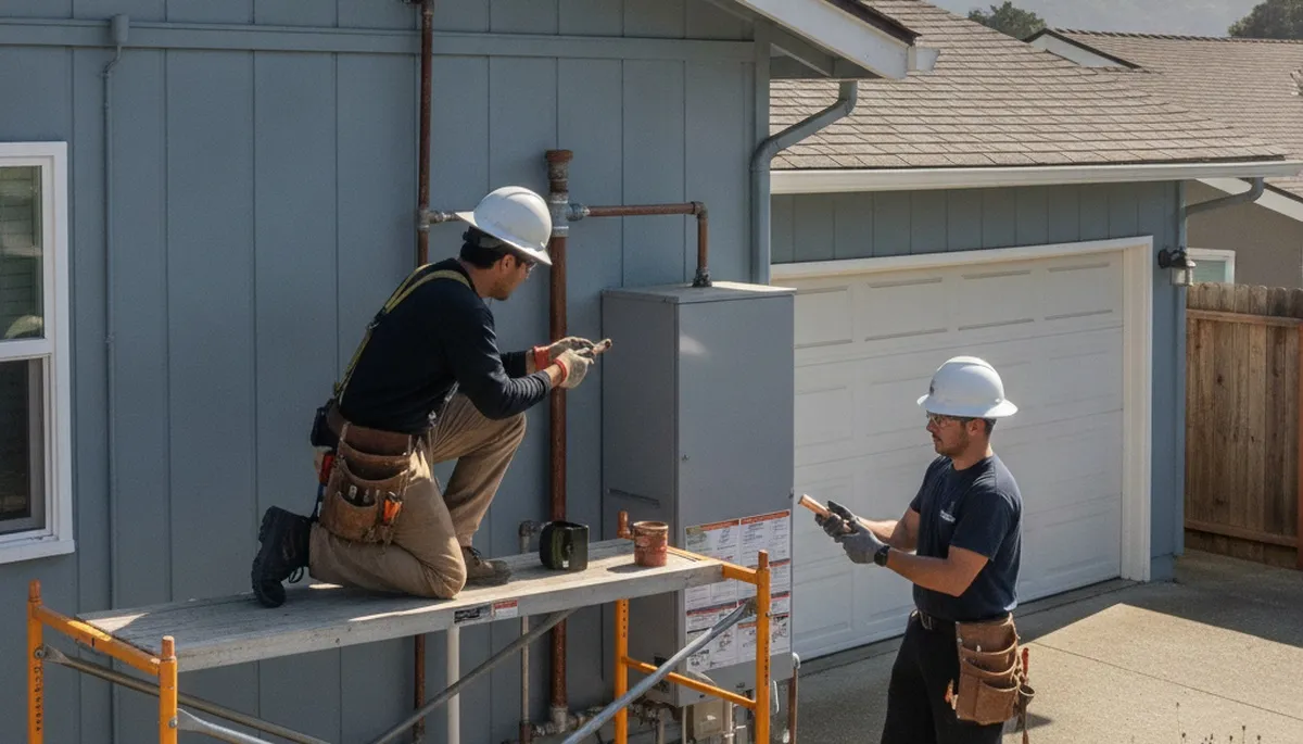 San Mateo, CA plumber repairing a leak for local plumbing service