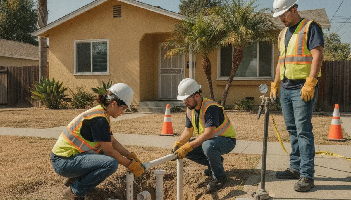 Plumber repairing a pipe in San Mateo, CA for fast residential plumbing service