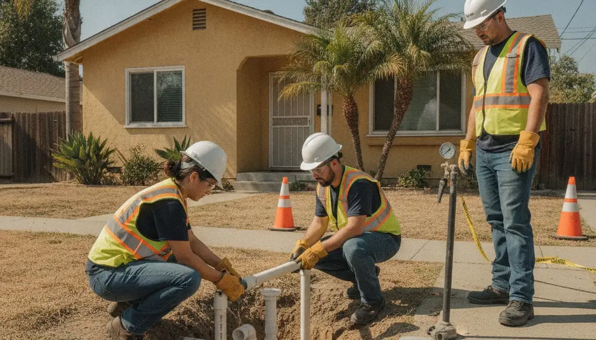 Plumber repairing a pipe in San Mateo, CA for fast residential plumbing service