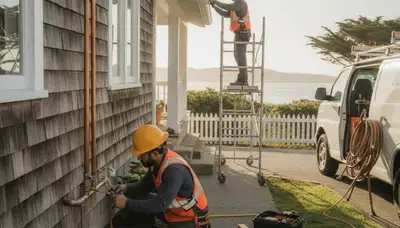 Plumber providing repair service in San Mateo, CA for a plumbing-repair business