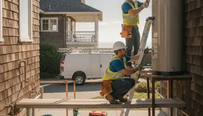 Plumber repairing a leak in San Mateo, CA for local plumbing repair service