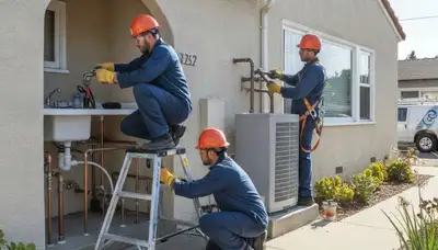 San Mateo, CA plumber repairing plumbing system for a residential service call