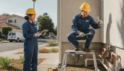 San Mateo, CA plumber repairing a residential pipe leak for local plumbing service