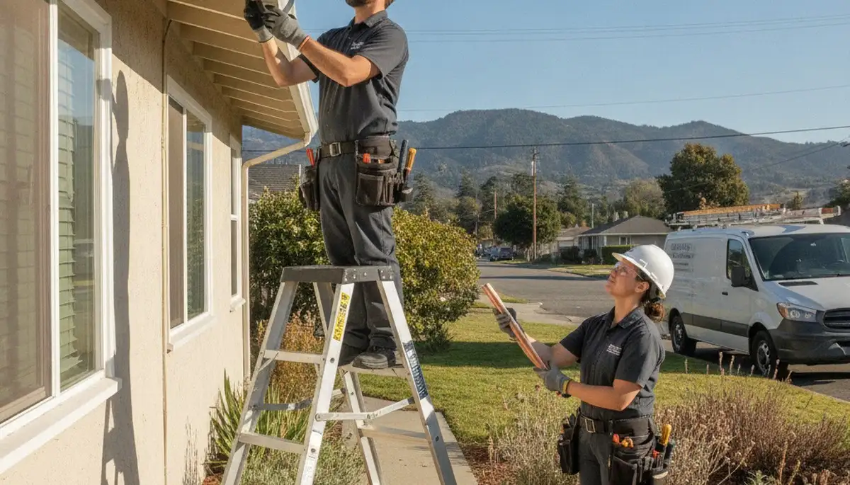 San Mateo, CA plumber repairing a pipe for plumbing service at a local home