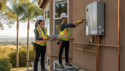 San Mateo, CA plumber repairing a residential pipe leak for plumbing repair service