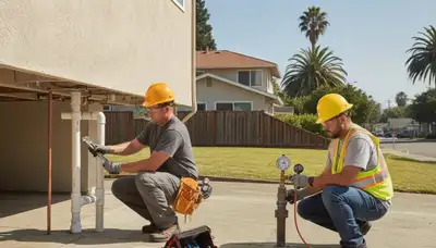 San Mateo, CA plumber repairing a residential pipe for plumbing service
