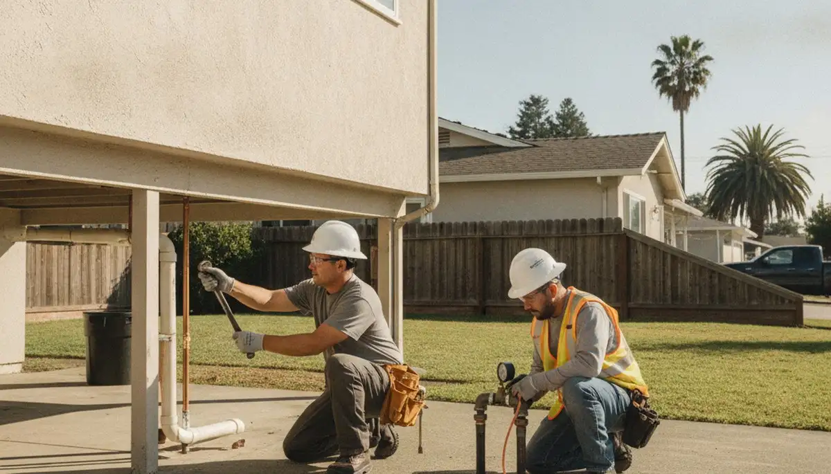 Plumber repairing a pipe in San Mateo, CA for plumbing repair service