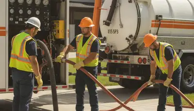 Septic pumping service truck for San Mateo, CA homes by On Call Plumbers