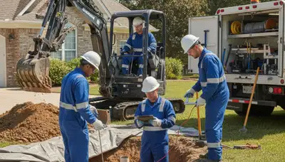 Septic repair technician servicing a San Mateo, CA home for On Call Plumbers