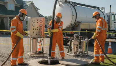 San Mateo plumber cleaning a septic tank for residential plumbing maintenance