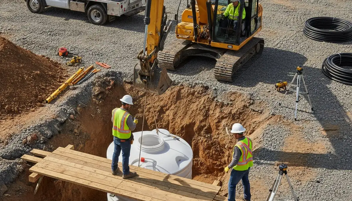 San Mateo, CA plumbers installing a septic tank for a residential plumbing service