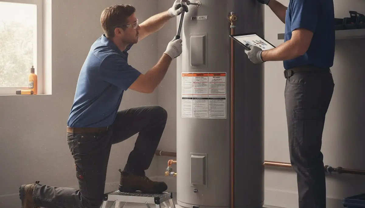 San Mateo, CA plumber repairing a water heater for reliable home service